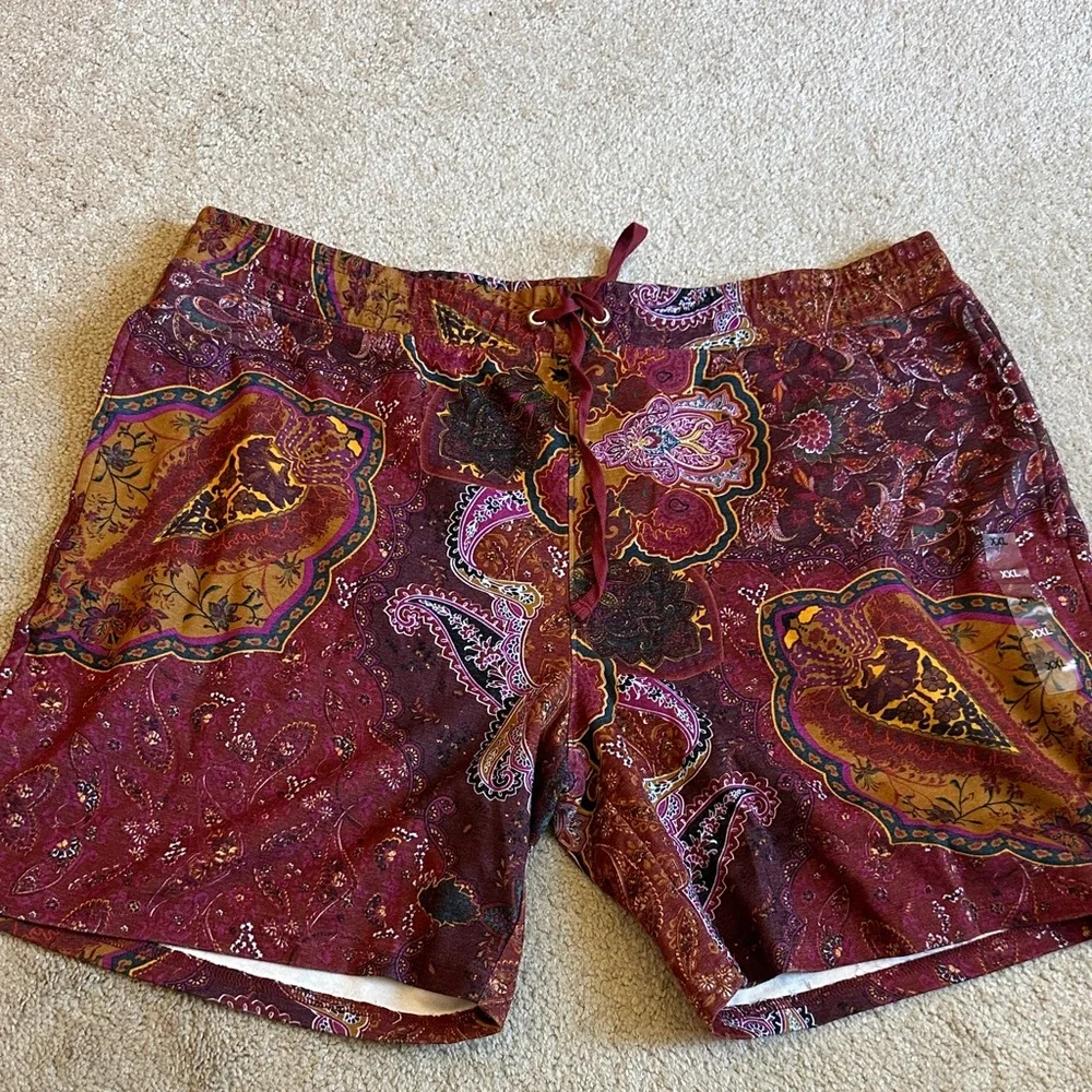 INC International Concepts Burgundy and Gold Paisley Skirt - Picture 3 of 4